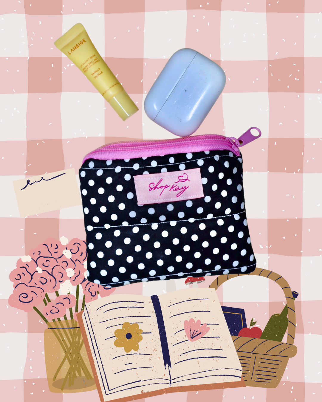 Polka dot coin purse
