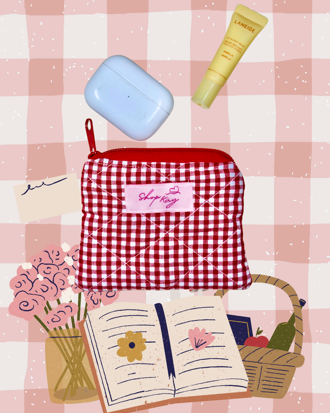 Red hen coin purse