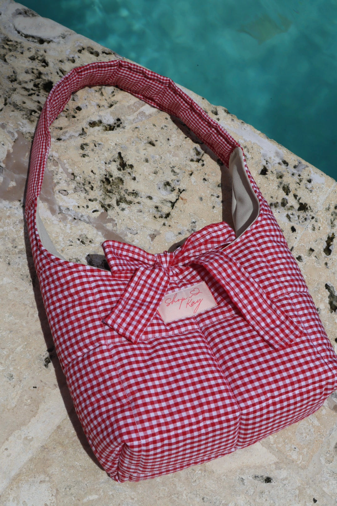 Red hen Gingham cross shoulder