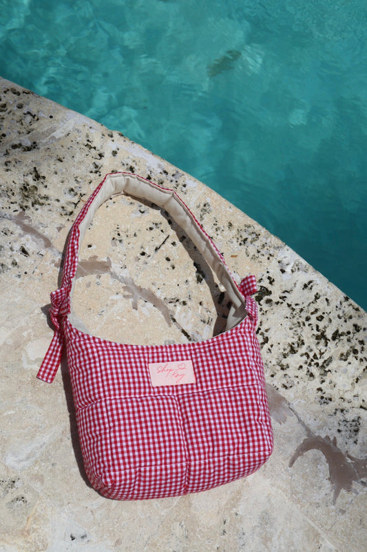 Red hen Gingham (small bows) shoulder bag