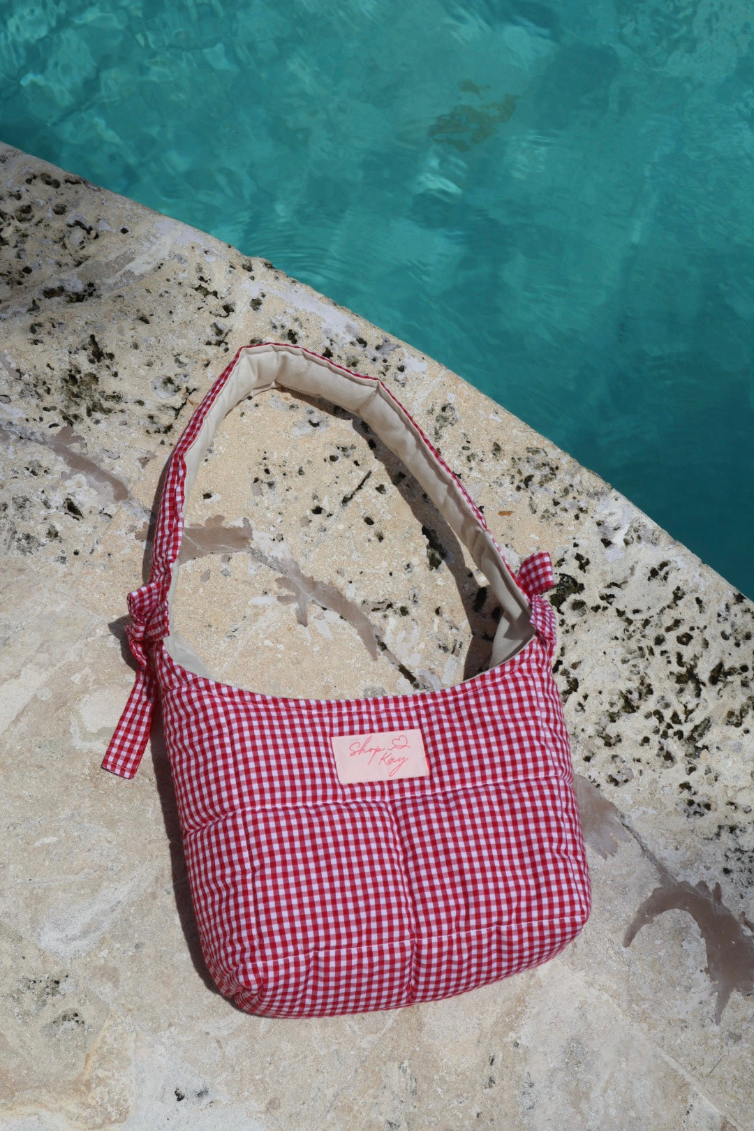 Red hen Gingham (small bows) shoulder bag