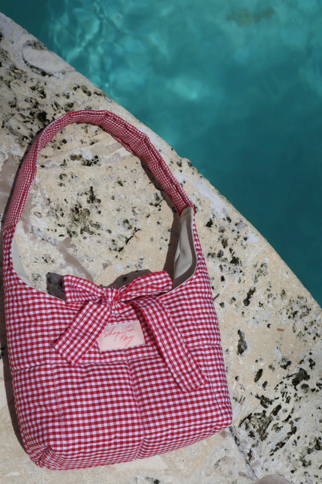 Red hen Gingham cross shoulder